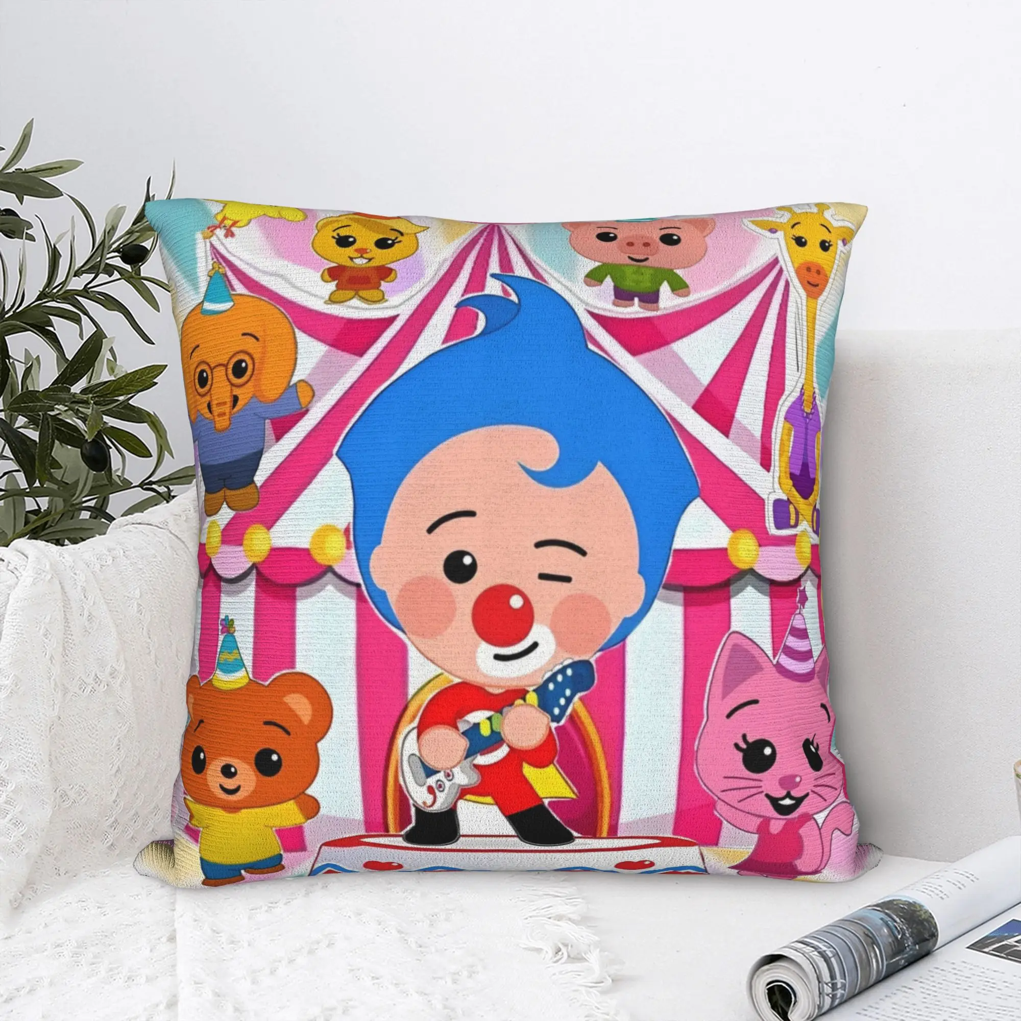 P-Plims Square Pillow Cases Clown  Cushion Covers Funny Zippered Decorative Throw Pillow Case Cover for Bed 18