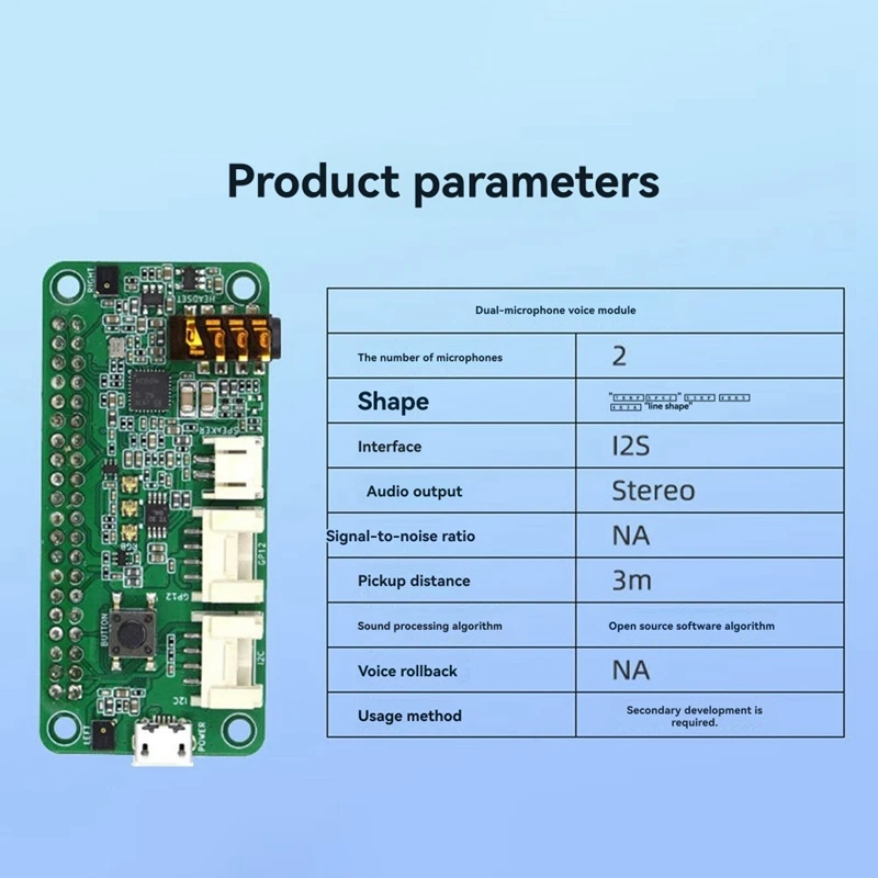 For 2/3b/4b ReSpeaker Intelligent Speech Recognition Module 2 Microphone Array Expansion Board-WDL
