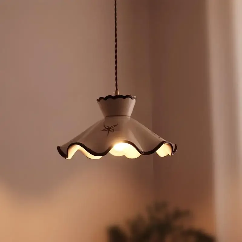 Japanese Vintage Flower Pendant Light Wabi Sabi Style Ceramic Light For Living Dining Room Study