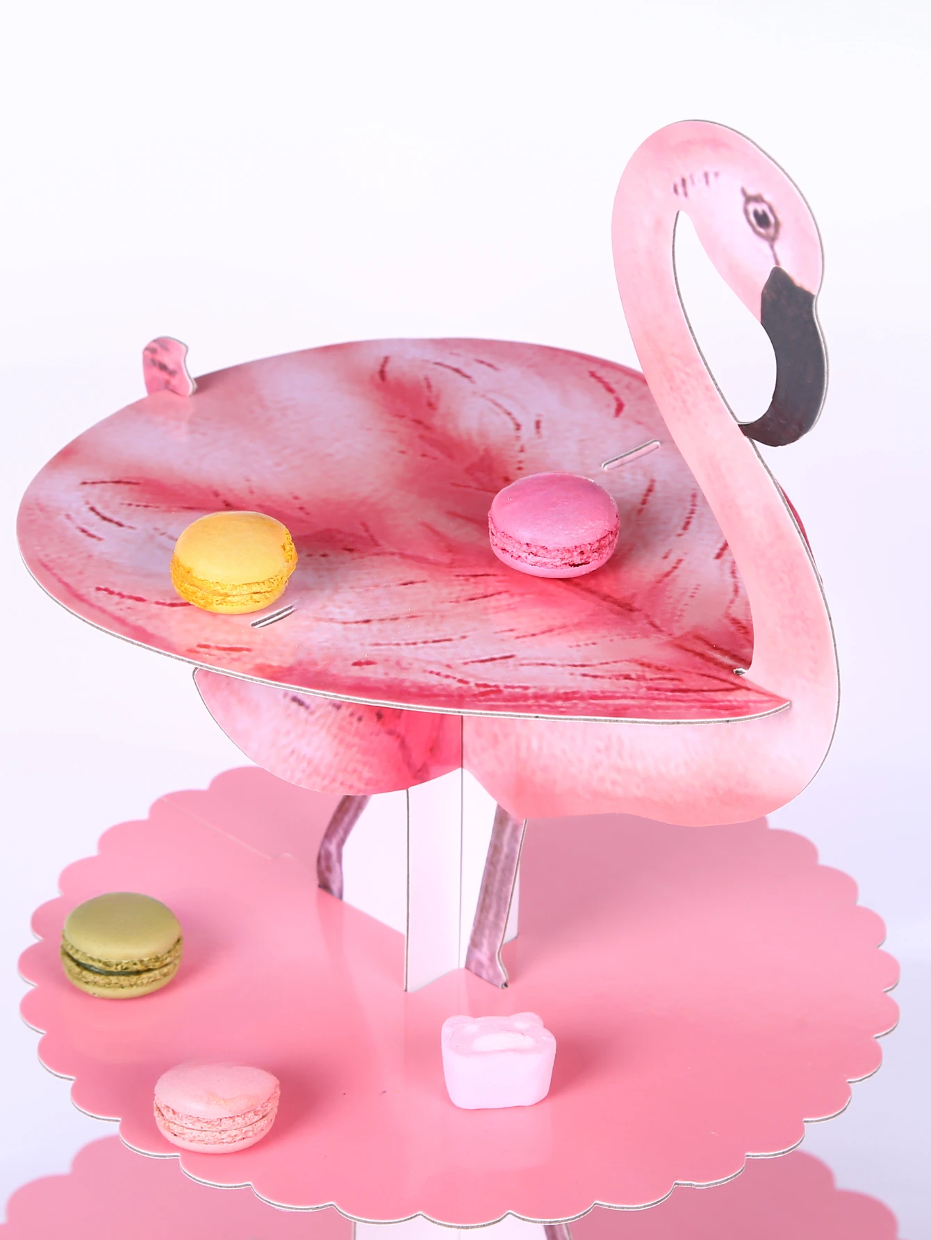 Three layer Flamingo cake stand Birthday Party dessert stand Decorated paper dessert stand