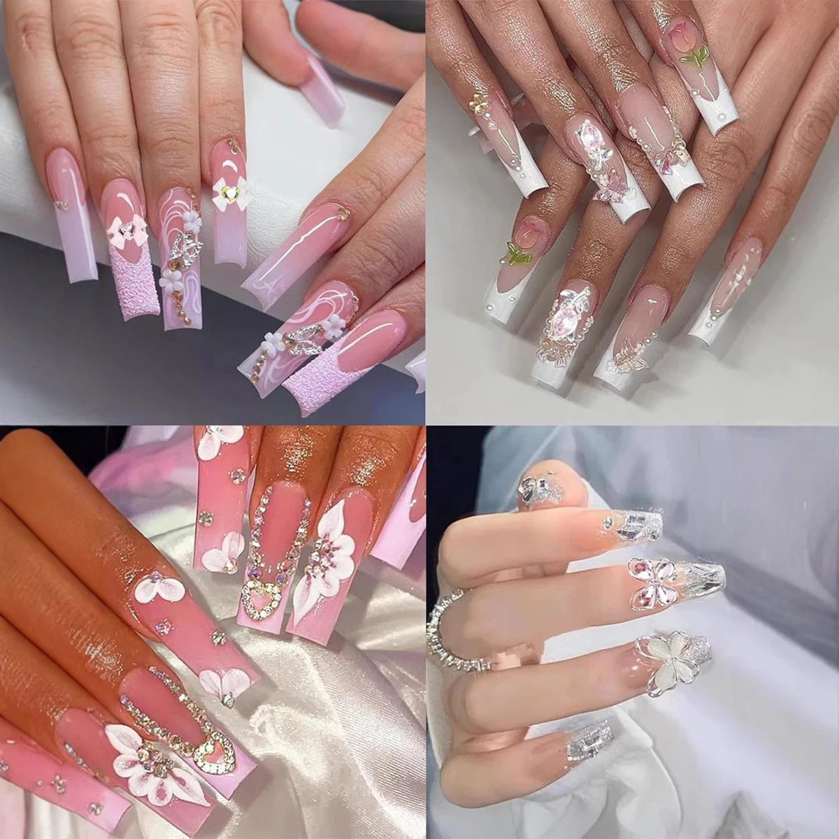 Peças da arte do prego 24 conjuntos 3d arte do prego rosa decoração peças de metal jóias diy artesanal casos do telefone móvel, roupas sapatos sacos