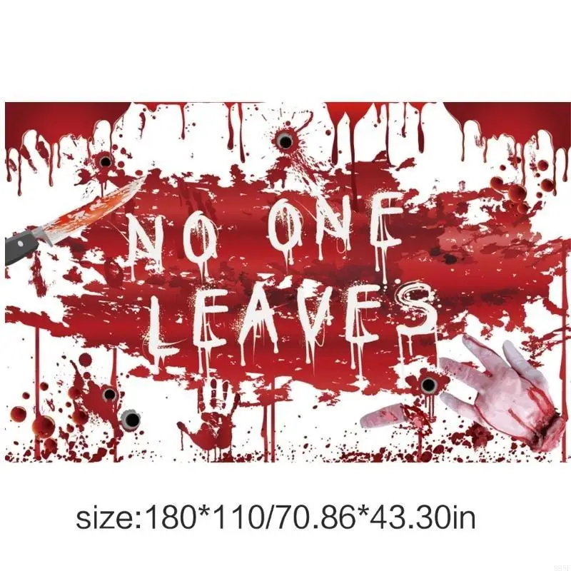 B95F Tiệc Theo Chủ Đề Halloween Phông Nền Đỏ Handprint Vải Nền Cho Tiệc Tiếp Liệu Hình Nền 70x43inch