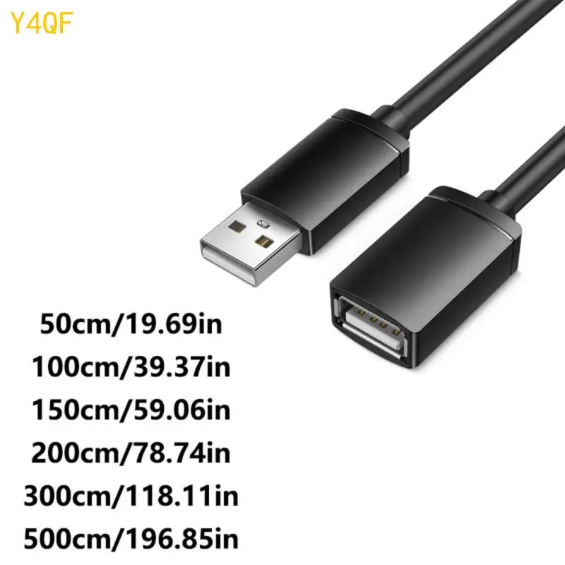 y4qf متانة USB2.0 تمديد الكابل الذكور إلى الإناث يضمن نقل البيانات السريعة لمختلف الأجهزة المرنة والمقاومة للارتداء