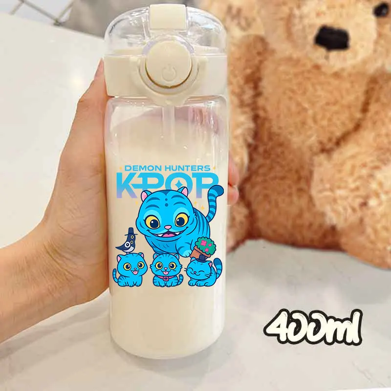 ل KPop شيطان الصيادين 400/600 مللي الأطفال الكرتون كوب بلاستك أنيمي HUNTR/X شفافة القش زجاجة ماء الهدايا الطرفية