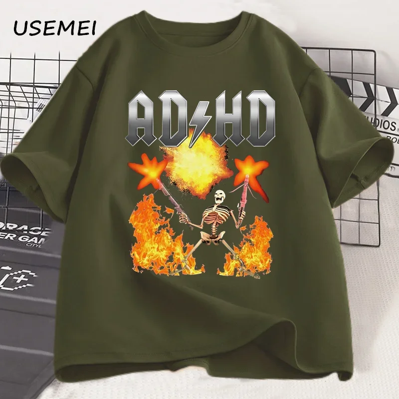 Funny ADHD Graphic Tee Shirt Mental Health Awareness T-Shirt Men Women Fashion Casual Tops All Season Loose Harajuku Clothing image 4
