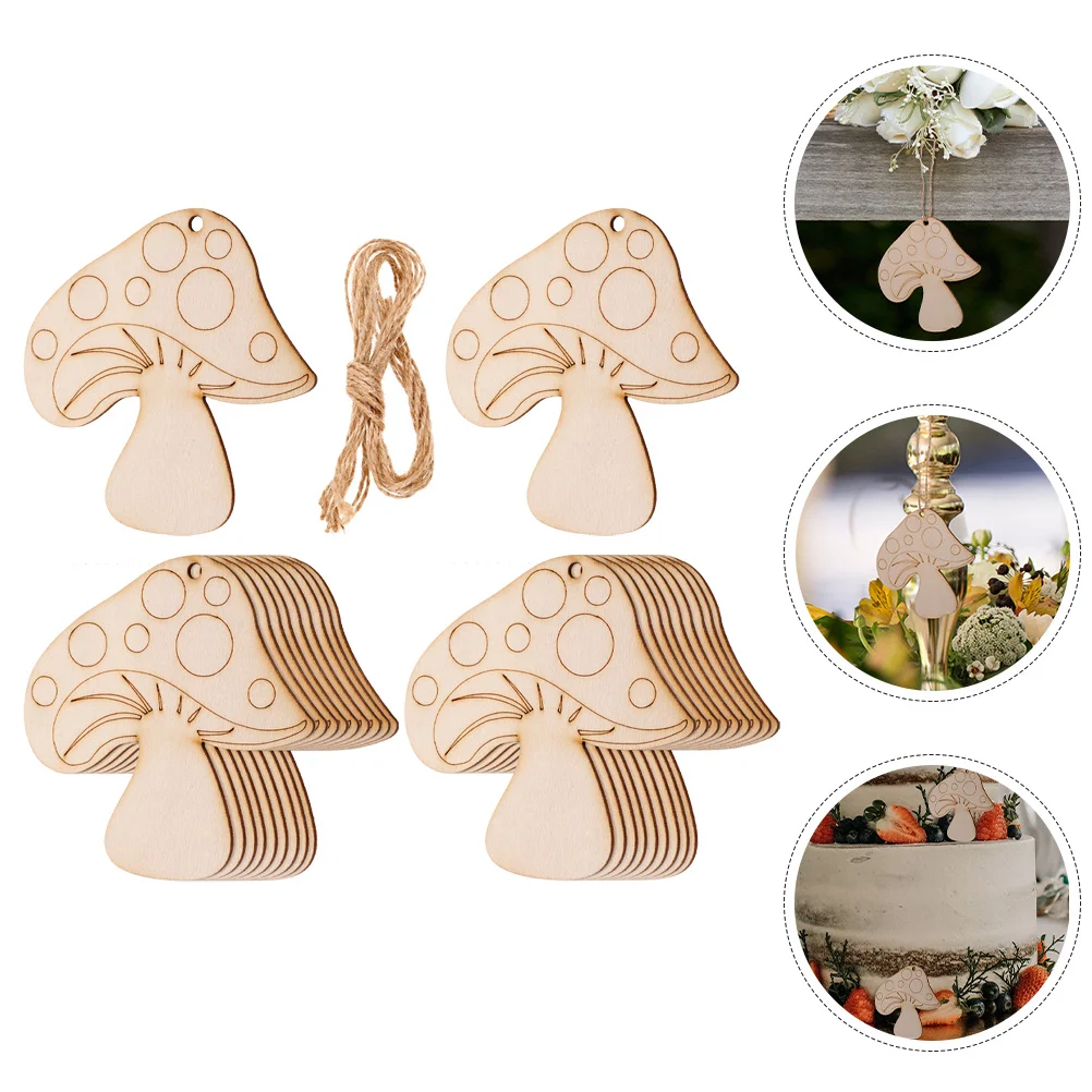 

20Pcs Unfinished Mushroom Wood Slices Rustic Wooden Chips for DIY Crafts Painting Wedding Decoration Wood Embellishments