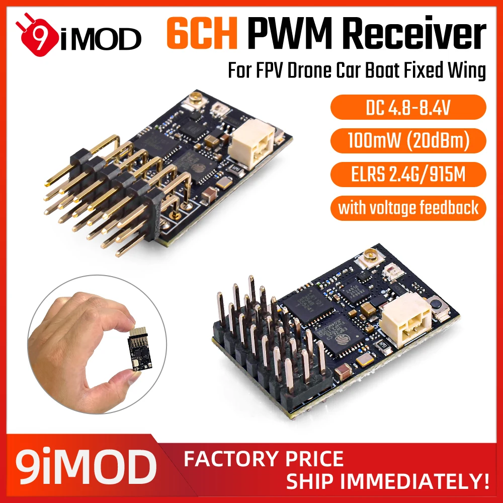 9IMOD 2.4G/915M Dual Band Receiver PWM Receiver 6CH 100mW with Voltage Feedback For FPV