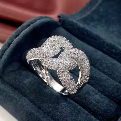 Infinity Zircon Finger Ring Silver Color Party Wedding Zircon band Rings for Women Men Promise Engagement Jewelry Gift