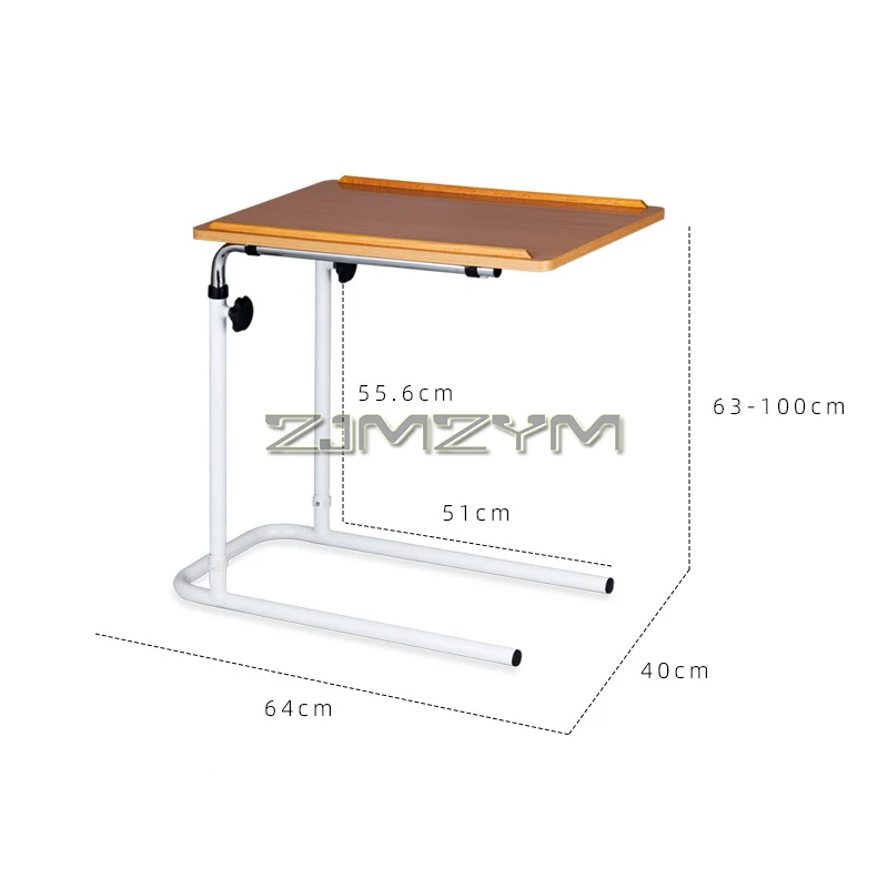 Side Table C Shaped Adjustable End Table w/ Wheels Wooden End Table Anti-Scratch Tabletop, Metal Frame with Storage for Sofa