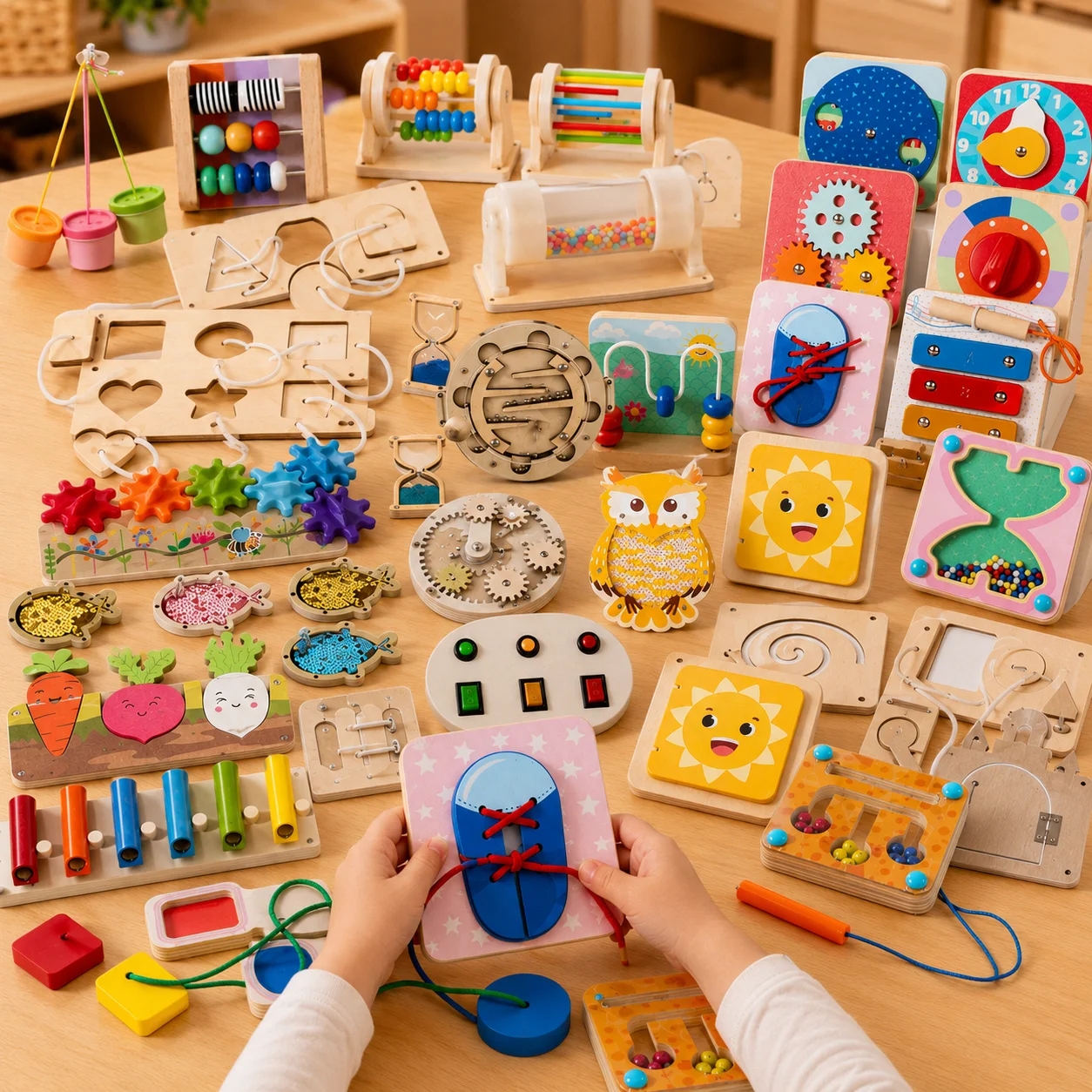 Montessori Shelf Toy - Accesorios para Tablero de Actividades Montessori,
