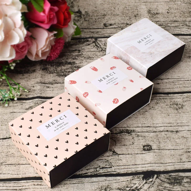 

30Pcs Mini Gift Packaging Kraft Paper Boxes for Soap Handmade Chocolate Drawer 350gsm Cardboard Carton Wedding Candy Box