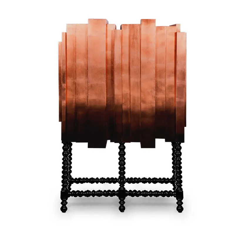 Edge cabinet high cabinet gradual change color hand painted light luxury artistic sense high-end tableware storage cabinet