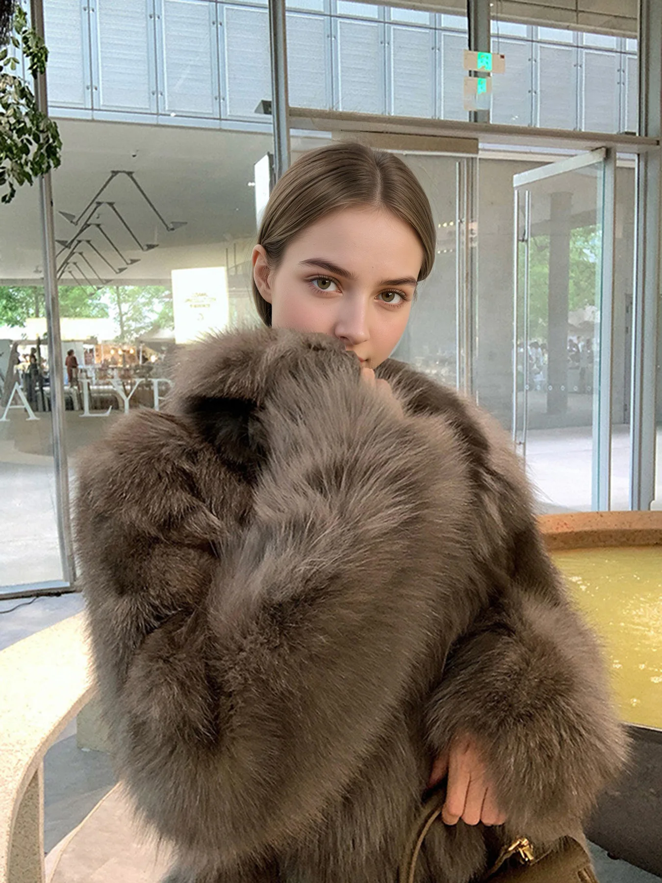 Women Faux Fox Fur Coats Solid Thick Jackets Turndown Collar Long Sleeve Covered Button Loose Elegant Casual 2025 Autumn Winter