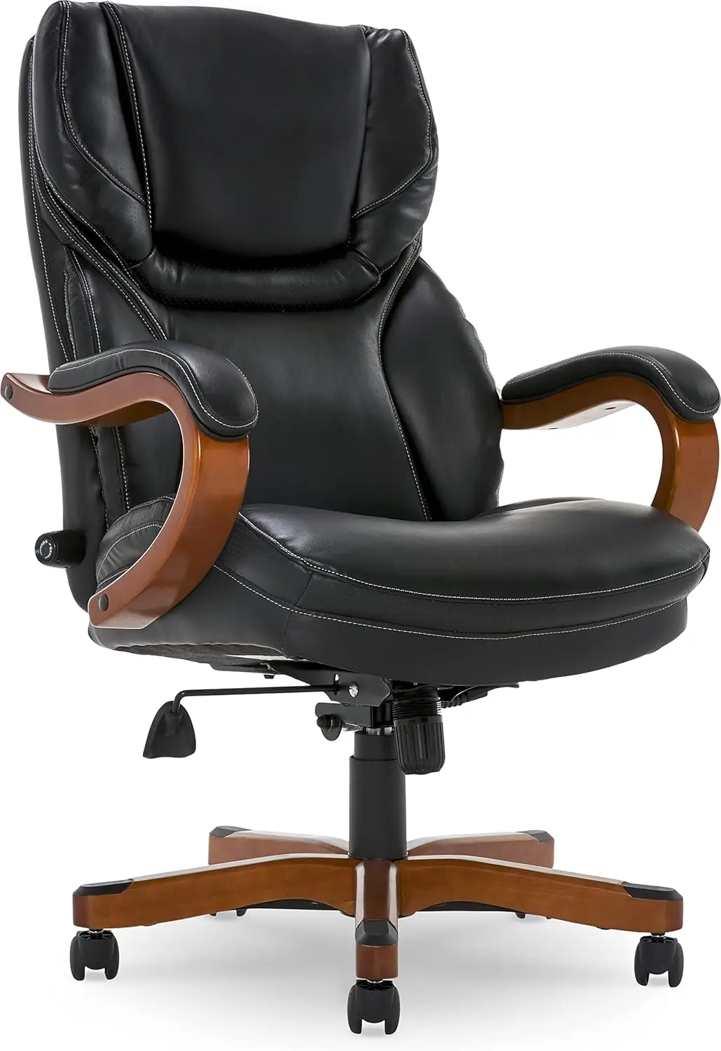 Serta Big And Tall Executive Office Chair With Wood Accents, Adjustable High Back Ergonomic Computer Chair With Lumbar Support,