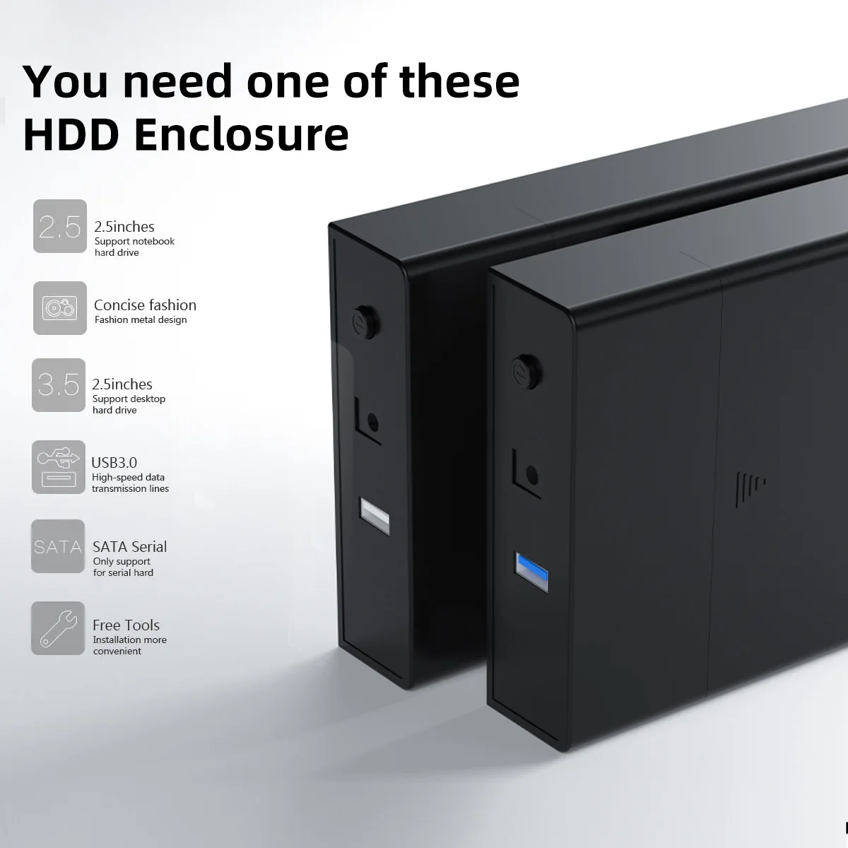 GX-S353U3 3.5-inch SATA Hard Drive Enclosure with USB 3.0 High-Speed Transfer, Tool Free External Hard Drive Enclosure