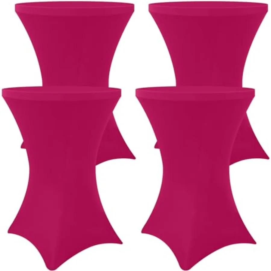 

Spandex Cocktail Table Covers 4 Pack, Elastic Fitted Stretch Table Cloth, Round High Top Tablecloths for Bar, Party, Pub, Weddi
