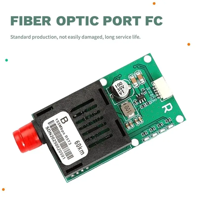60KM TTL Optical Transceiver Module FC Interface Fiber Transceiver Optical Terminal Equipment AV/VCC/GND RX-A86G