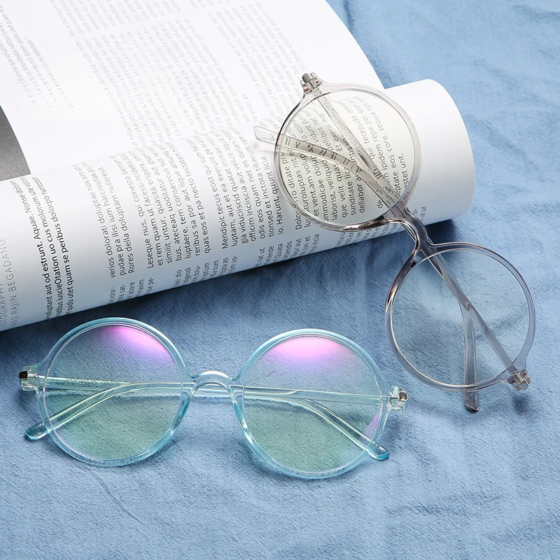 Retro Round Anti Blue Light Glasses, Flat Lenses, Transparent Lenses, Fashionable Glasses, Eye Protection Glasses Frame