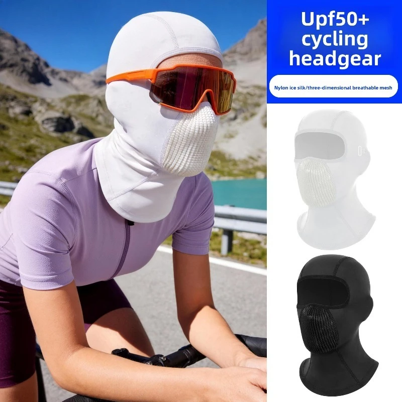 Summer Ice Silk Motorcycle Head Cover 3D Breathable Mesh Nylon Sun Protection Pullover Face Mask for Outdoor Riding Sports