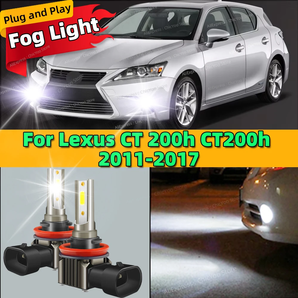 2Pcs LED Fog Lamp Bulbs Front Fog Light Accessories Canbus 6000K For Lexus CT 200h CT200h 2011 2012 2013 2014 2015 2016 2017