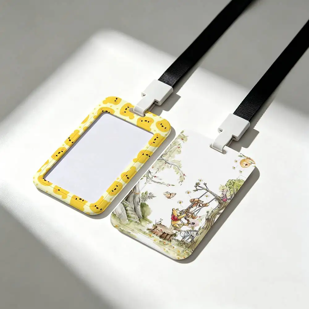 Cute P-Pooh B-Bear And His Friends Card Holder Neck Strap Pendant Door Badge Holder Lanyards Keychain Work Credential Case Gift
