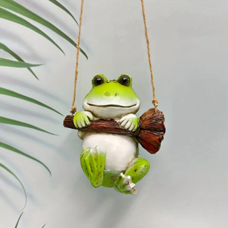 Swinging Resin Frog Craft Garden Animal Statue Ornament Garden Resin Decoration Durable Easy To Use