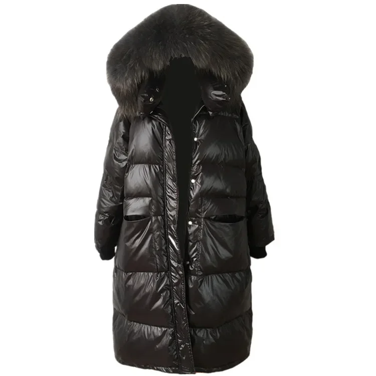 Black Downjacket Woman Warm Mink Fur Fur Trim  Women Winter Expedition Down Jacket Coat