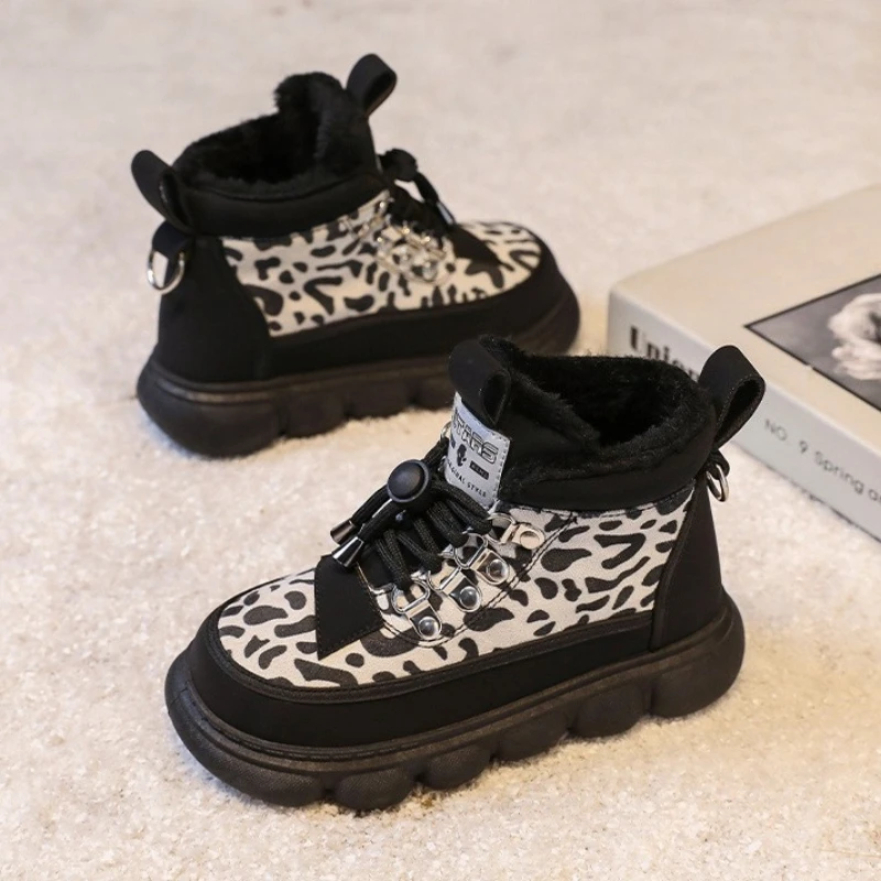 

Утепленная теплая хлопковая обувь для девочек на флисовой подкладке на осень-зиму 2026, стильная уличная детская обувь с нескользящей подошвой