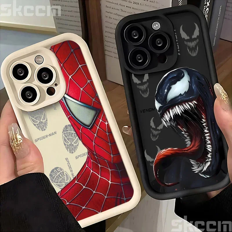 Funda de teléfono Marvel Spider Man Venom para iPhone 16 15 14 13 12 11 Pro Max X XR XS 7 8 Plus, funda trasera suave a prueba de golpes