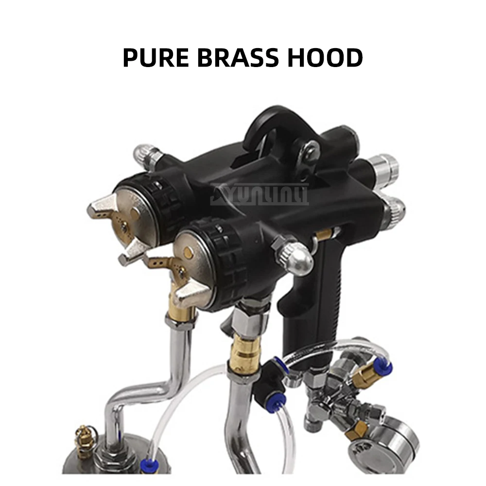 Double-nozzle, double-chamber spray gun; dual-nozzle nano spray gun; corrosion-resistant water-based paint and adhesive
