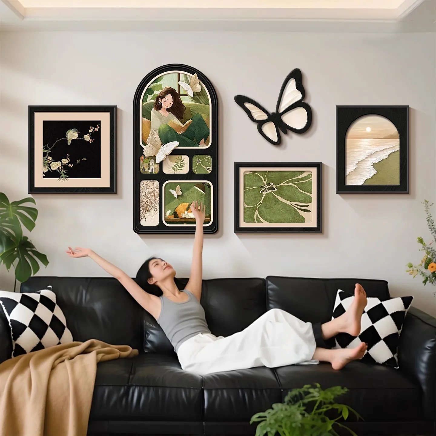 French antique style living room decoration painting retro advanced combination mural Maillard