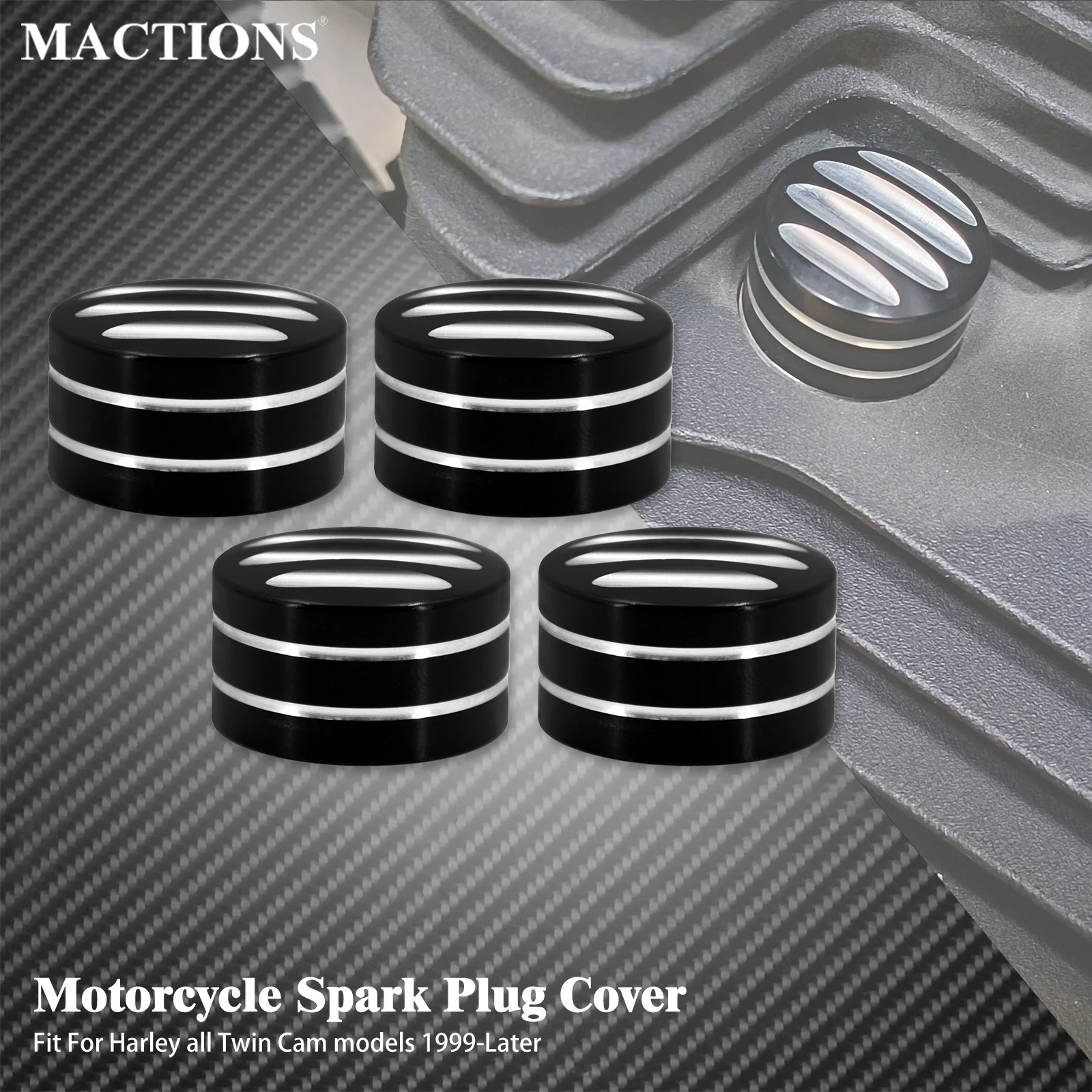 Motorcycle Head Bolts Caps 4pcs Spark Plug Cover Engine Screws Nut For Harley Sportster XL883 1200 48 72 Twin Cam Touring 99-17