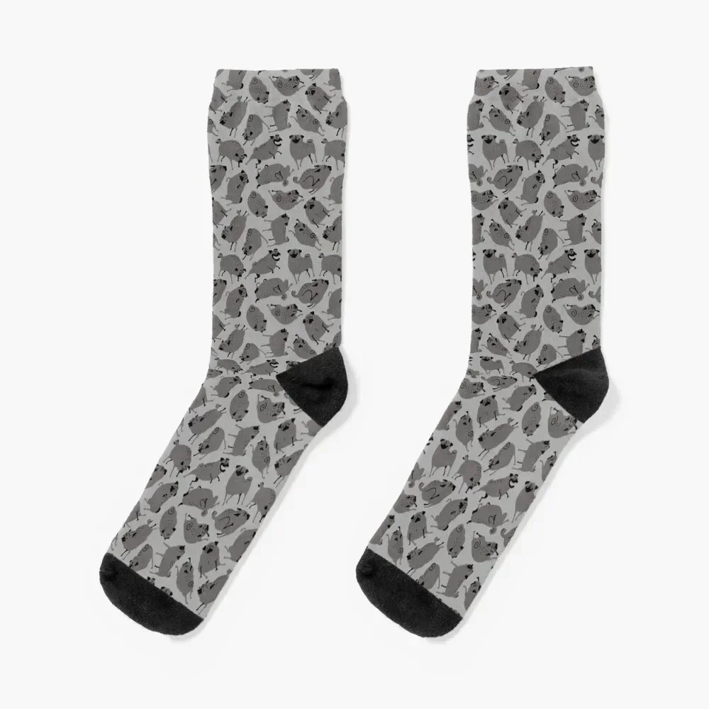 

Pug Poses Pattern 2 Socks soccer anti-slip snow heated Climbing Men Socks Women's