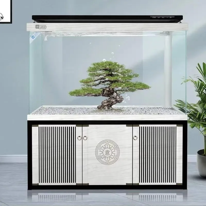 wholesale aquarium glass large fish tank with cabinet ultra-white custom aquarium and accessories fish farming