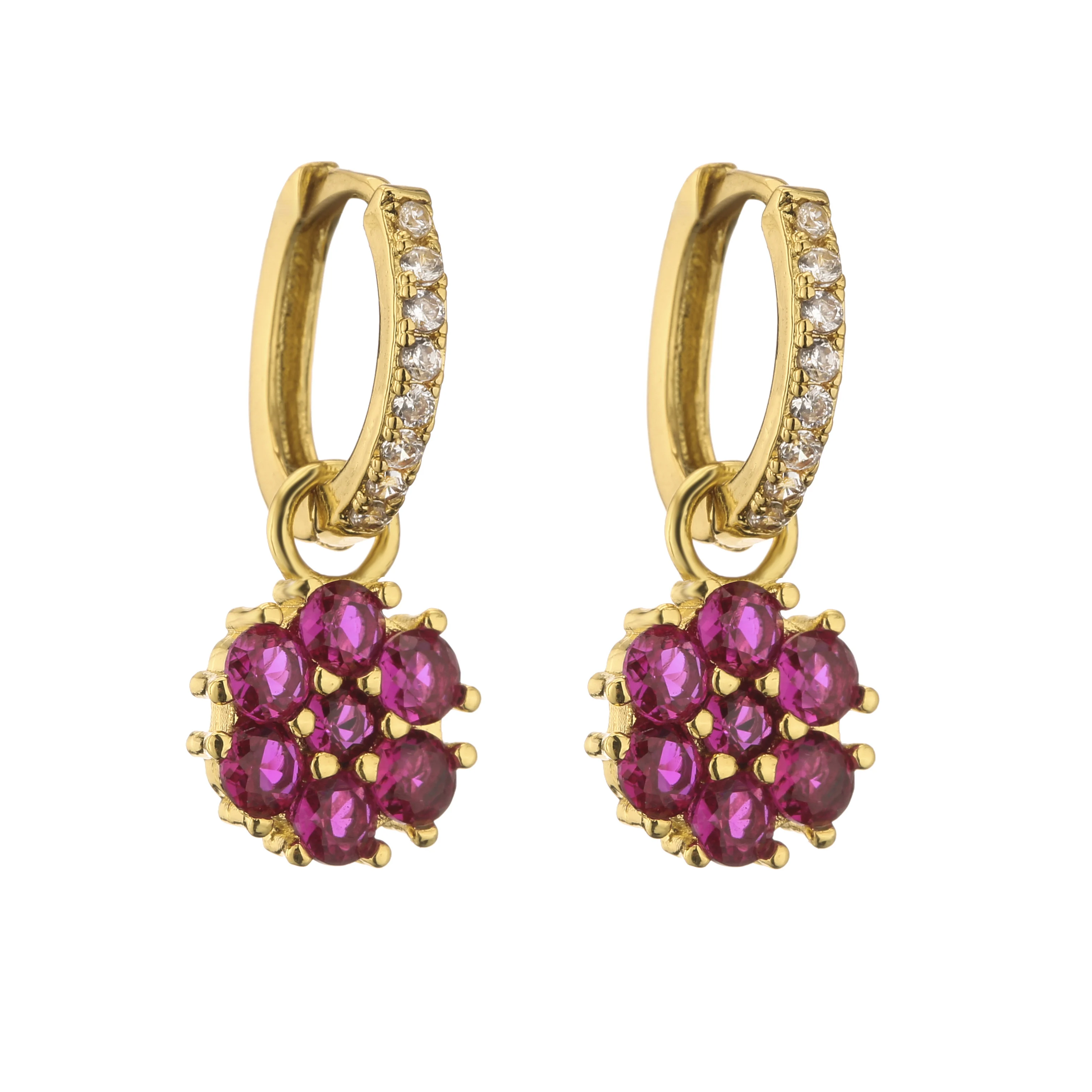 HECHENG,Flower Geometric brass Golden Color Metal Circle Hoop Earring for Women Travel Jewelry Accessories
