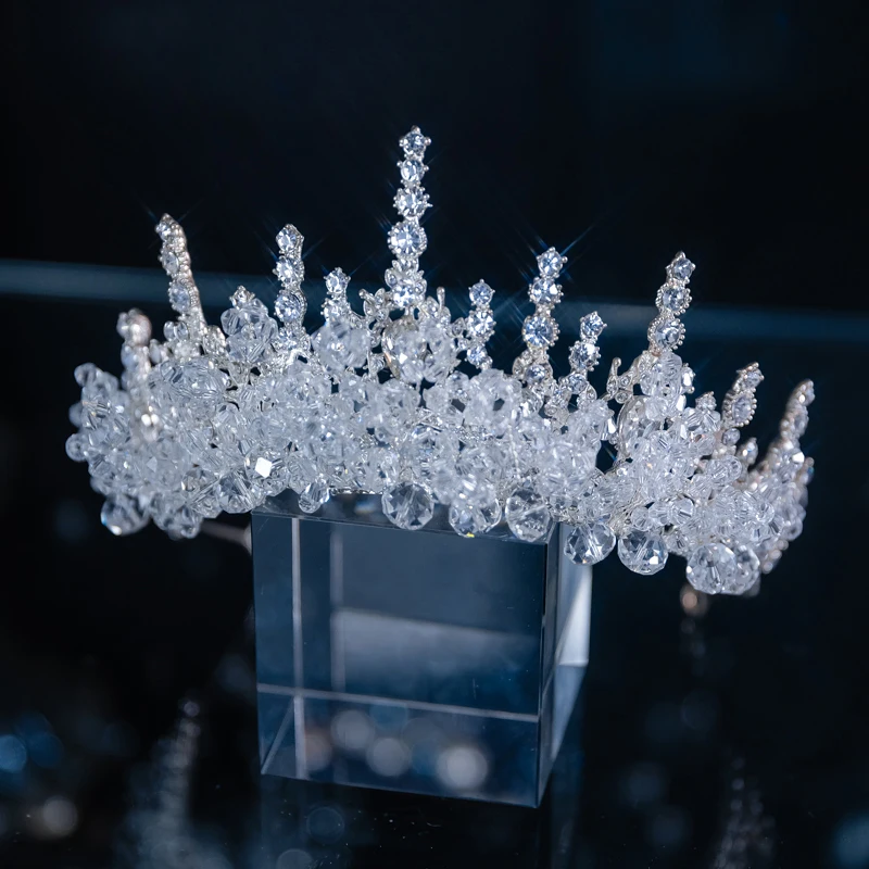 CC Crown for Women Wedding Accessories Bridal Headbands Engagement Hair Ornaments 100% Handmade Beads Diadems Pageant Gift QS210 image 3