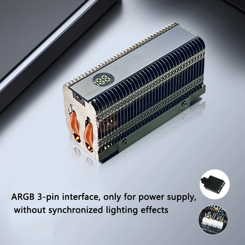 GPUHOLD M.2 SSD-кулер с дисплеем температуры, двойная медная трубка, радиатор твердотельного накопителя M.2 NVME/NGFF 2280, радиатор SSD