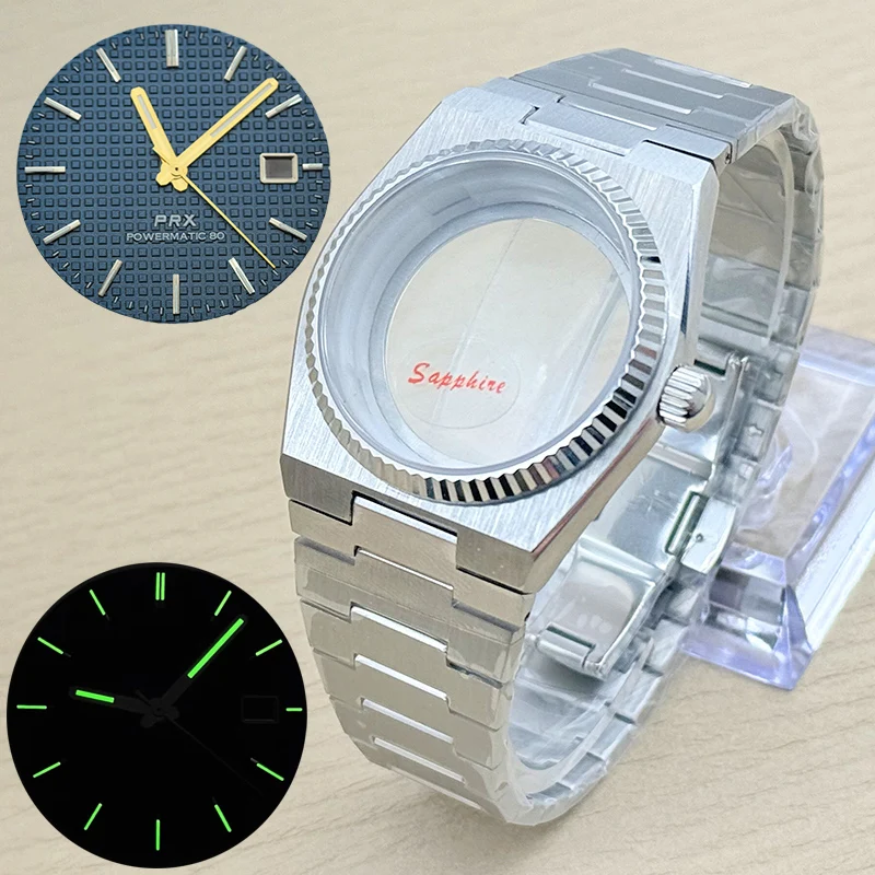 40mm PRX Super Player Watch Cases Sapphire Glass Case Fit for NH35 NH36 4R35 4R36 Movement With Dial Hands Watch Refit Parts