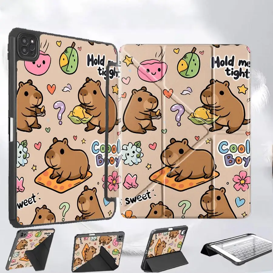 

Чехол для планшета с рисунком капибары для iPad Pro 11-го, 10-го, 9-го, 8-го, 7-го поколений, 12.9 дюймов Pro 2025, Mini 6, 7, Air 4, 5, M3, M2, M4, 11 дюймов, с держателем