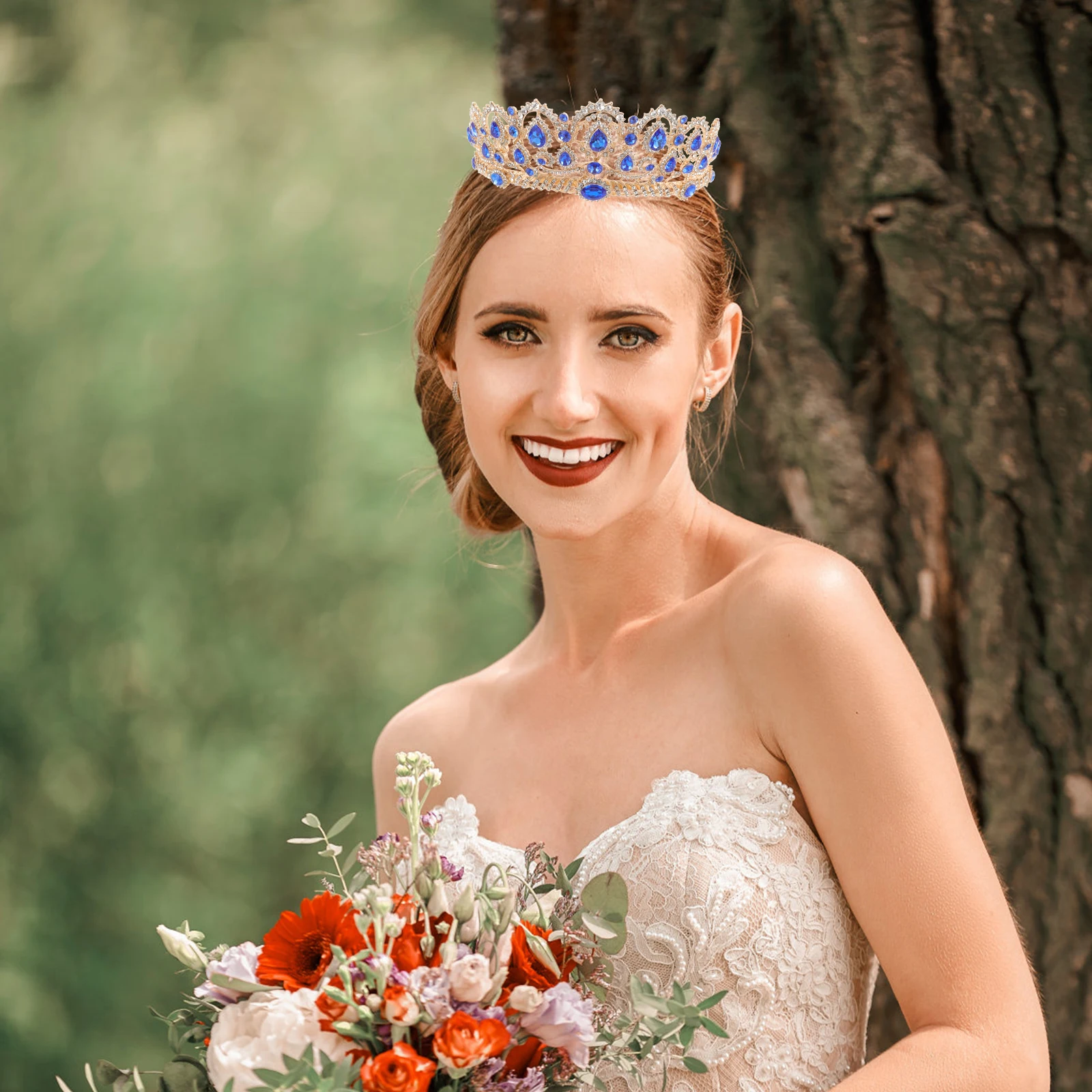 

Water Drill For Women Bridal Tiara Hair Accessory Blue Party Headdress Princess Crown Queen Crown Hair Styling Tool