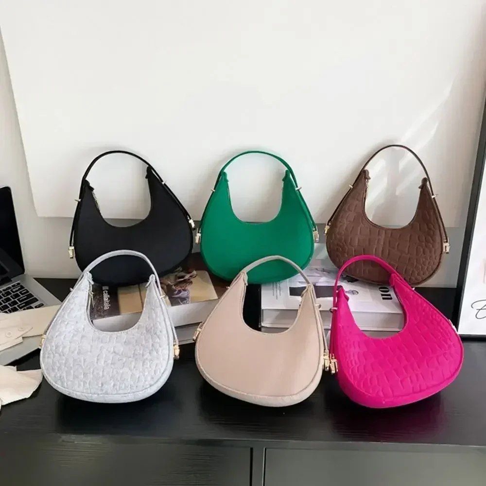 LB09 tas tangan kulit PU wanita, dompet genggam kecil Retro warna polos, tas HOBO ketiak