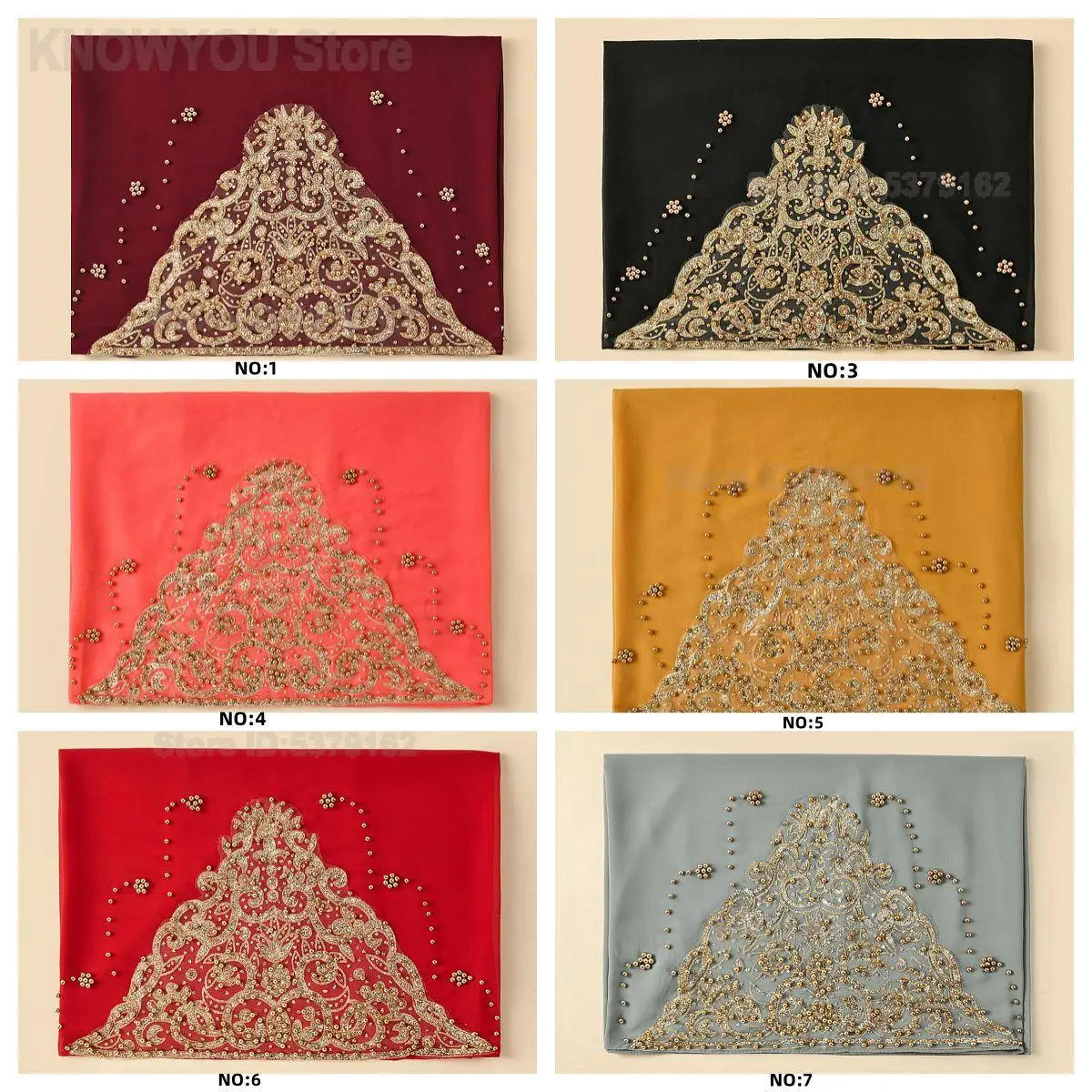 Ethnic Beaded Chiffon Long Scarf Women Southeast Asian Style Headscarf Turban Bohemian Fashion Head Wrap