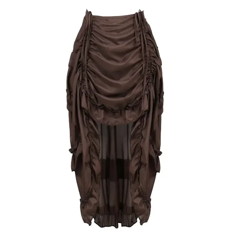 

Steampunk Women Skirts Gothic Irregular Shirring Pleated Party Maxi Long Skirt High Low Costumes Punk Sexy Corset Plus Size Red