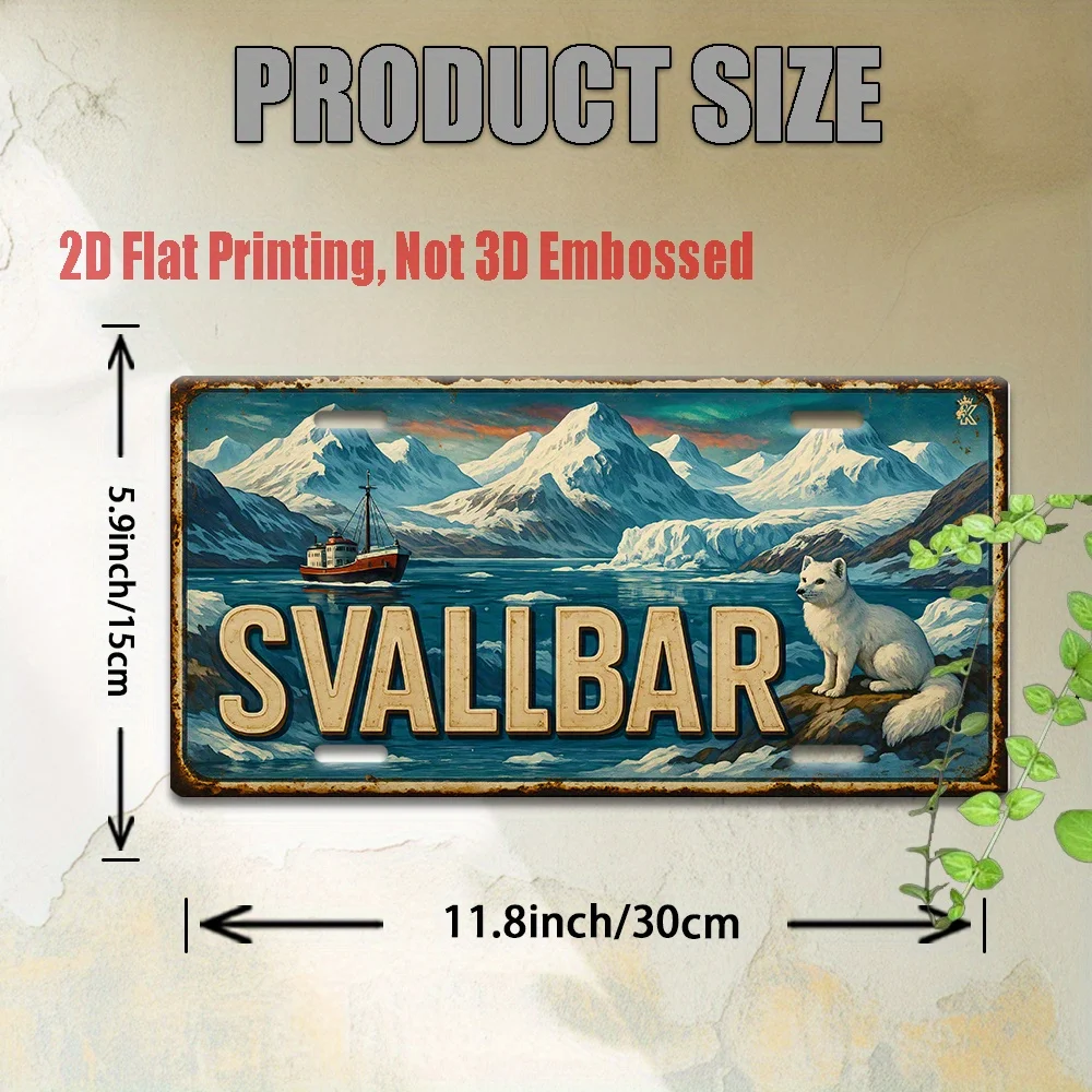 2D Flat, 1pc, Svalbard Polar Expedition Metal Sign, Vintage Aluminum Sign, Suitable for Winter Relaxation Areas,