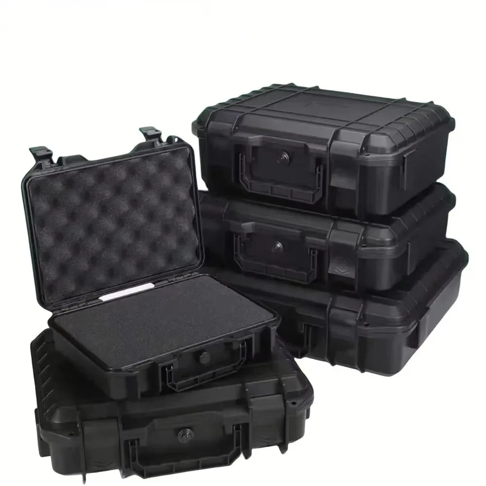 1pc Waterproof Hard Carry Case Bag Tool Case Black With Pre-cut Sponge Storage Box  Safety Protector Organizer Hardware  Toolbox