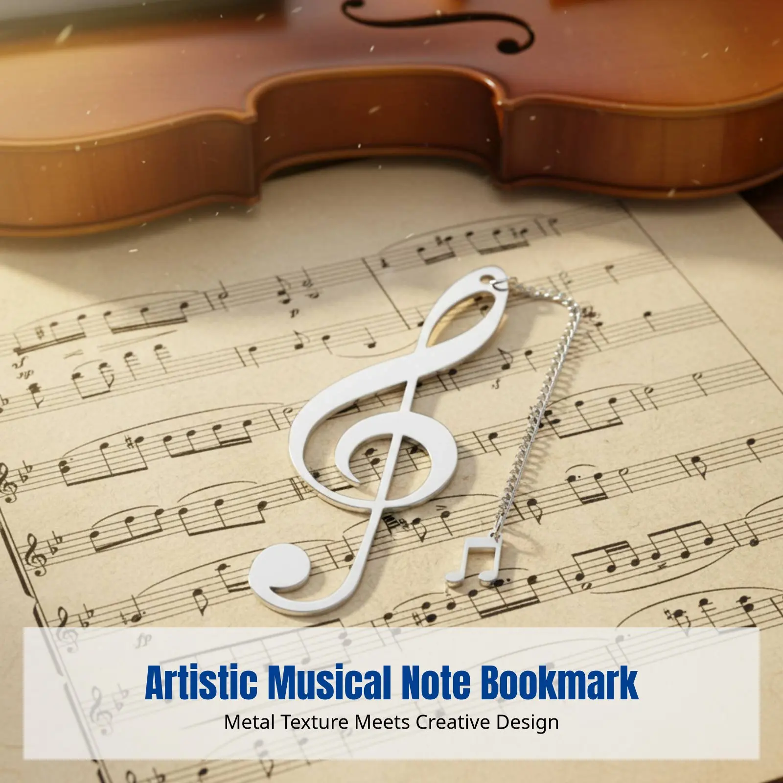 Metal Bookmark, Musical Note Accent, Engraved, Educator Gift, Holiday Souvenir, Elegant Tassel Design