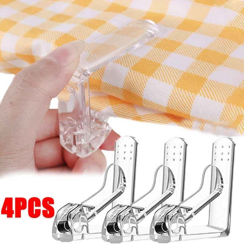 1/4PCS Transparent Tablecloth Clamp Anti-Slip Holder Clips with Spring Table Cover Fixation Bracket for Wedding Home Accessories