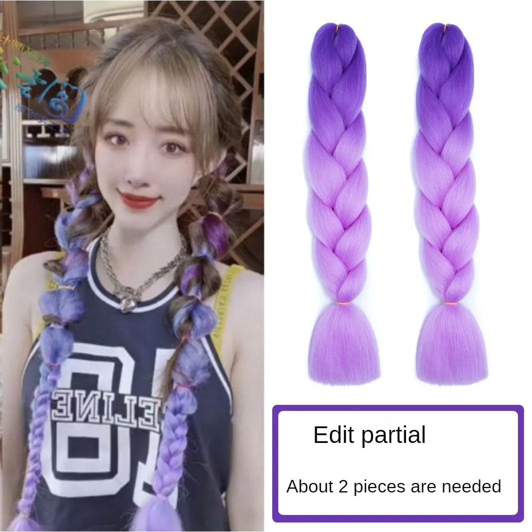 Synthetic Jumbo Crochet Braiding Hair Pre Stretched Wigs Twist Rainbow Hair Extensions Hair For Braids Afro Trend Way For Women.