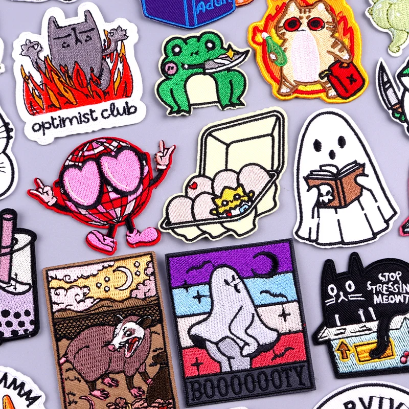 Cartoon Tiere Patch Katze Frosch Stickerei Patch Eisen auf Patches für Kleidung Thermo kleber Patches auf Kinder kleidung nähen Applikation