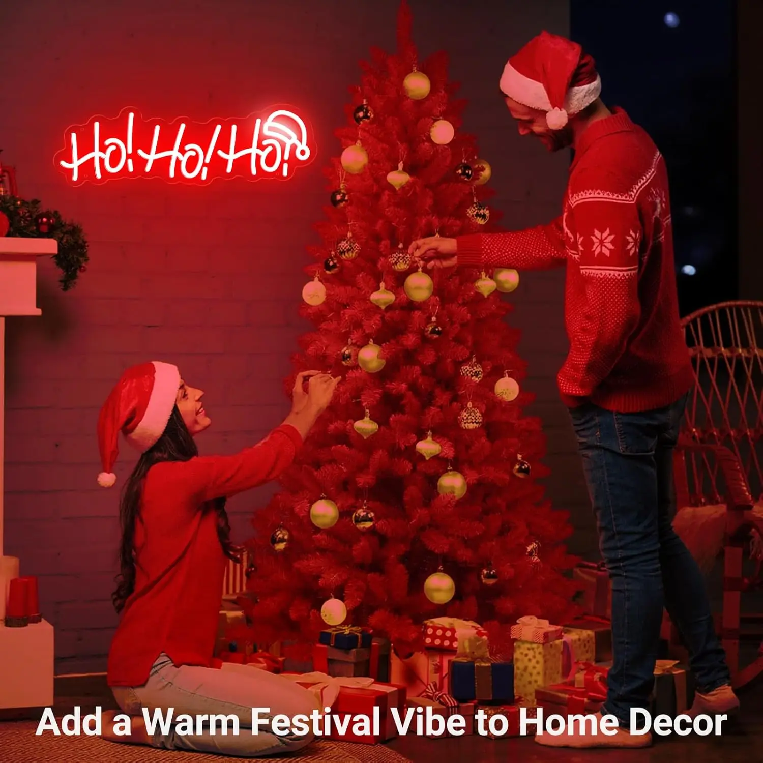 HO HO HO Neon Sign USB Dimmable Christmas LED Neon Light for Bedroom Game Room Man Cave Bar Party Home Xmas Day Decoration Gift